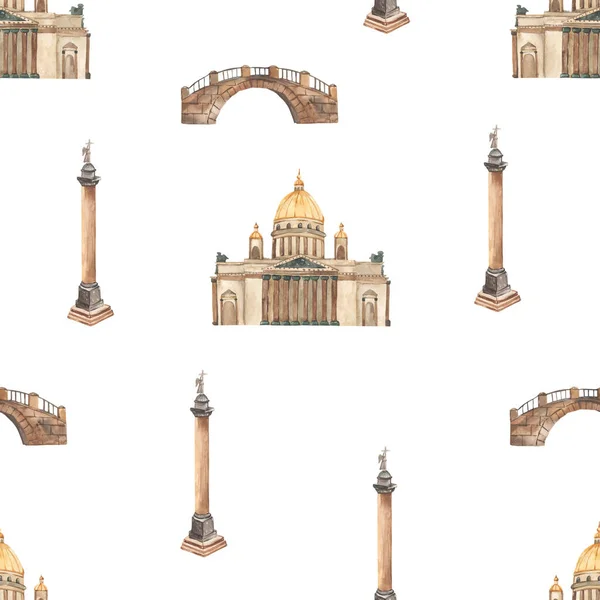 Lugares Interés San Petersburgo Catedral San Isaac Columna Alexander Puente —  Fotos de Stock