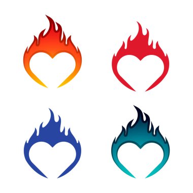 Flame and Heart Vector Design, Flaming Heart logo, simge, giyim veya ticari ürün için kullanılabilir