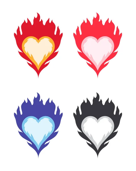 Yanan Kalp Vektör Tasarımı Kalp Ateşleme Vektörü Tasarımı Logo Çıkartma — Stok Vektör