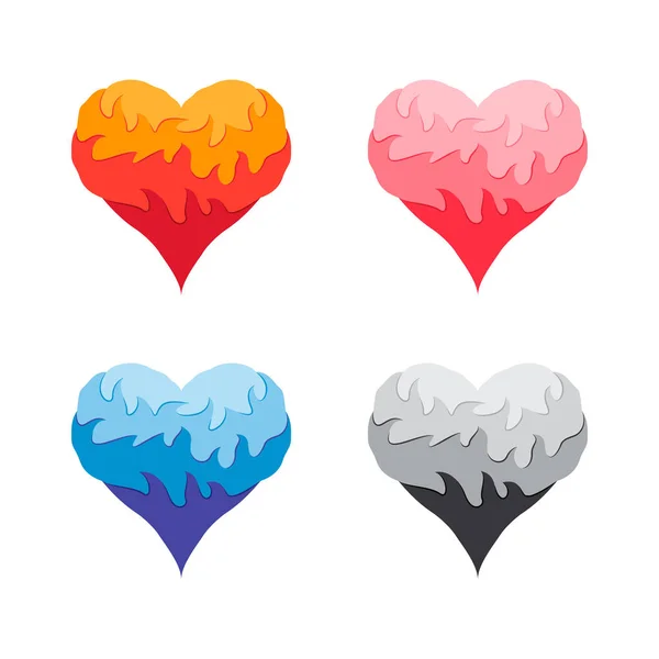 Heart Afire Vector Design Burning Heart Vector Design Logo Sticker — Stok Vektör