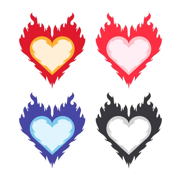 Yanan Kalp Vektör Tasarımı Kalp Ateşleme Vektörü Tasarımı Logo Çıkartma — Stok Vektör