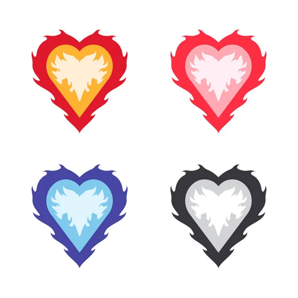 Flame Heart Vector Design Flaming Heart Logo Simge Giyim Veya — Stok Vektör