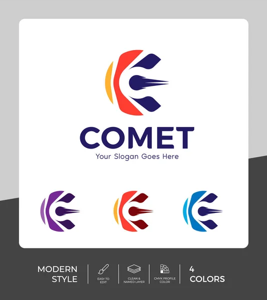 Lettre Avec Vecteur Logo Comète — Image vectorielle