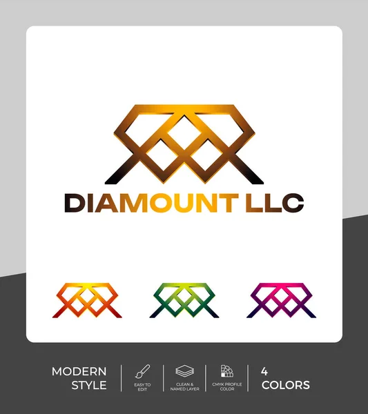 Logo Diamant Moderne Avec Impression Luxe — Image vectorielle
