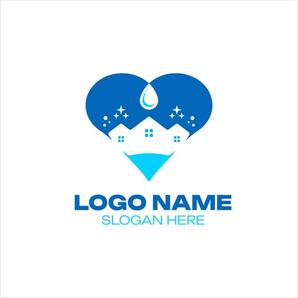 Logo Maison Propre Pour Service Nettoyage — Image vectorielle