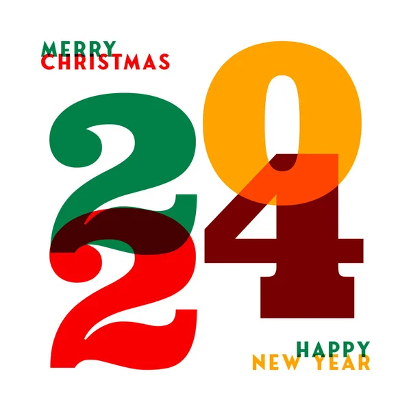 Veselé Vánoce 2024 Šťastný Nový Rok Pozdrav Pro Blahopřání Plakát — Stockový vektor