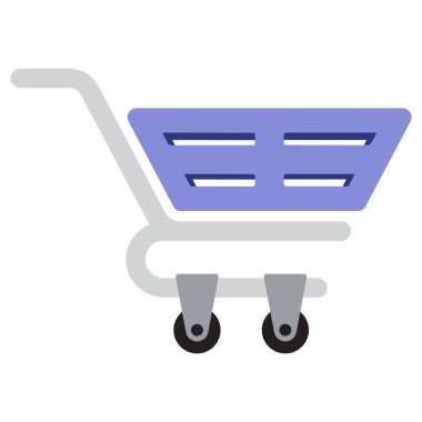 E-ticaret uygulamaları, çıkış süreci, perakende satış siteleri ve çevrimiçi mağaza tasarımları için alışveriş arabası vektör simgesi.