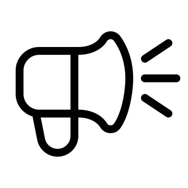 Duyuru, haber ve yayın bildirimleri için hoparlör ana hatları simgesi.