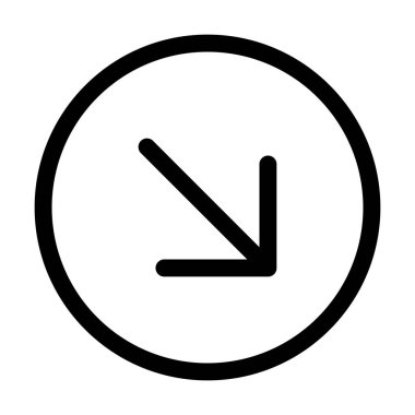 Yön ve UI navigasyonu için sağ çizgi simgesi aşağı çapraz ok.