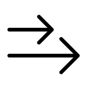 Sonraki, ileri, devam ve navigasyon için sağ ok ana hatları simgesi.