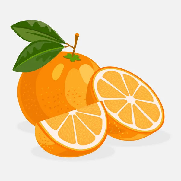 Turuncu vektör düz dilim simgesi. Portakal meyveli C vitamini segmenti. Yarı illüstrasyon, çizgi film Clementine.