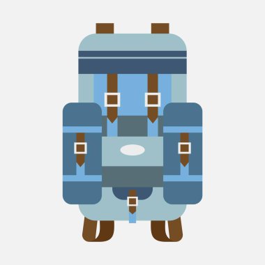   Safari av sırt çantası ikonu. Web tasarımı için safari avlama sırt çantası vektör simgesinin düz çizimi