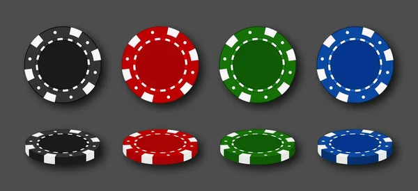 Poker Chips Isolated White Background Vector Illustration — Vetor de Stock
