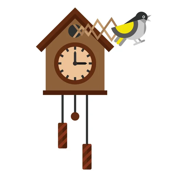 Cuckoo Clock Nowoczesny Płaski Design Pojedynczy Obiekt Izolowany — Wektor stockowy