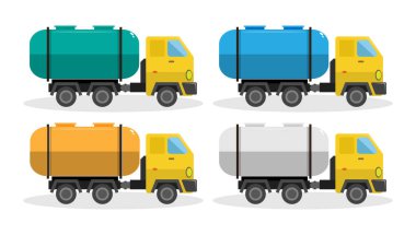 Beyaz arkaplanda kamyon koleksiyonu