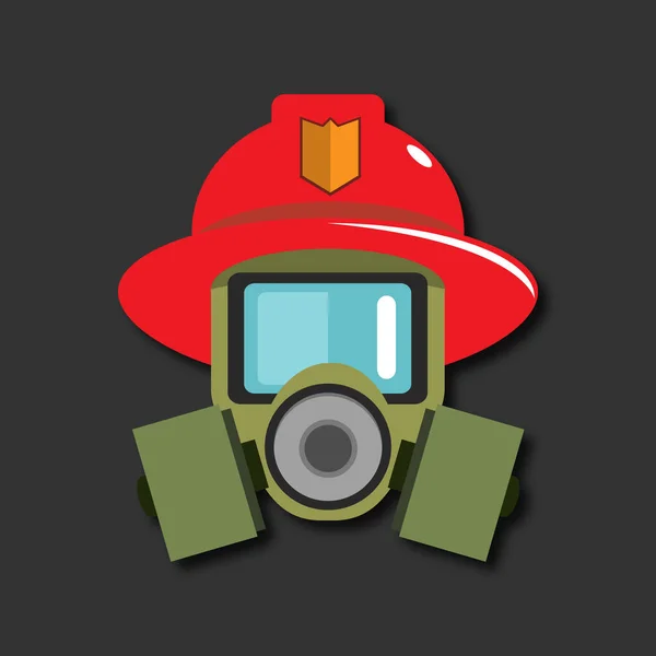 Пожарный Маске Топорах Является Иллюстрацией Головы Пожарного Маске Топорах Позади — стоковый вектор