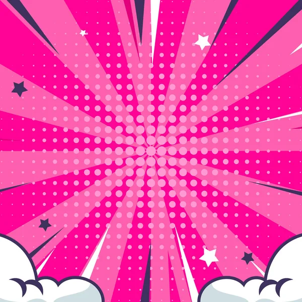 星のイラスト付き漫画ピンクの背景 — ストックベクタ