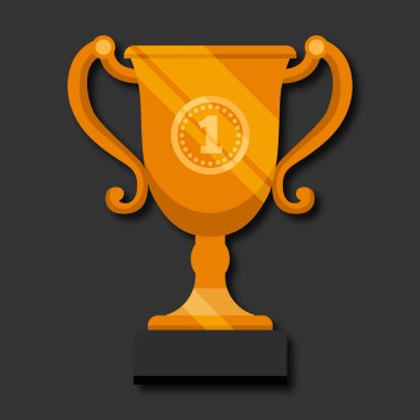 Beyaz arka plan üzerinde izole Kupası kazanan altın hisse senedi vektör çizim