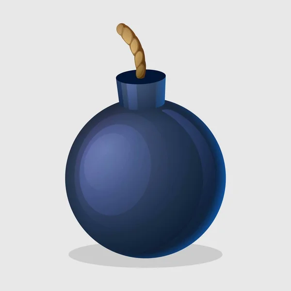 Bombe Noire Avec Mèche Sur Fond Blanc Rendu — Image vectorielle