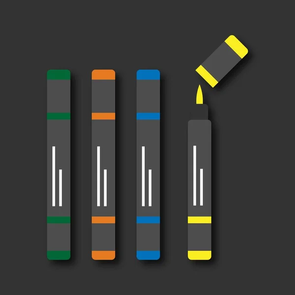 Verf Marker Pen Set Illustratie Template Van Viltstiften Regenboogkleuren Vectorillustratie — Stockvector