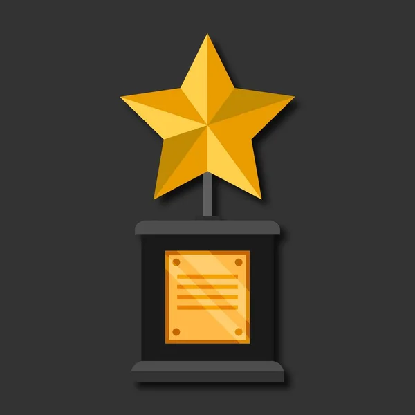 Κύπελλο Νικητής Χρυσό Τρόπαιο Ξύλινη Βάση Σχήμα Αστεριού Εικονογράφηση Διάνυσμα — Διανυσματικό Αρχείο