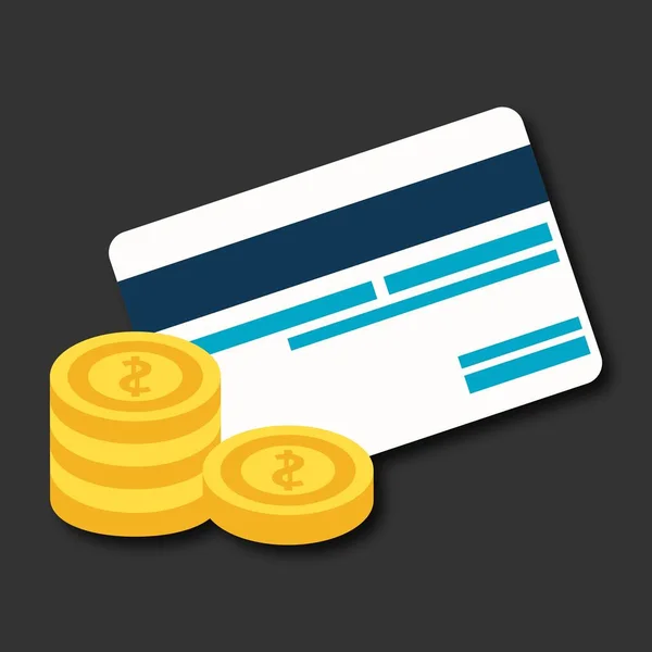 信用卡和金币平面设计 — 图库矢量图片