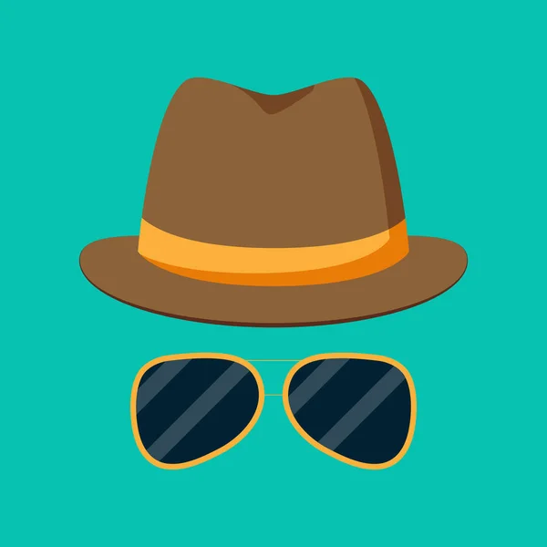 stock vector  Man safari or detective hat and sunglasses icon. Male hipster headwear and glasses.