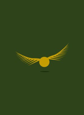 The golden snitch on green background from the movie Harry Potter. Vector graphics clipart