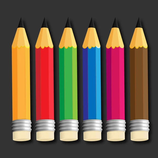  Siyah arkaplanda düz stil izole edilmiş vektör illüstrasyonunda kalem simgesi