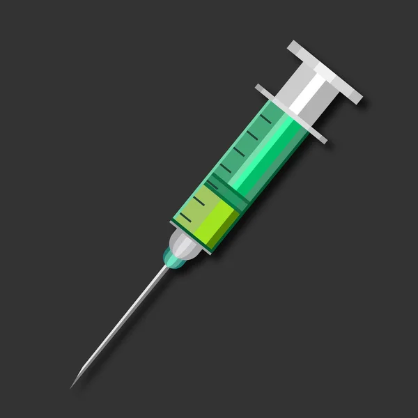 Siringa Con Vaccino Isolato Fondo Nero — Vettoriale Stock