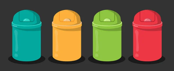 Latas Lixo Seletivas Plástico Colorido Verde Para Vidro Amarelo Para — Vetor de Stock