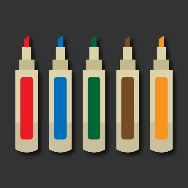 คอลเลกช นของปากกาเคร องหมายส ภาพเวกเตอร สไตล แบน — ภาพเวกเตอร์สต็อก