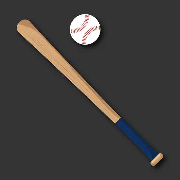 Bâton Baseball Plat Icône Vectorielle Isolée Balle — Image vectorielle