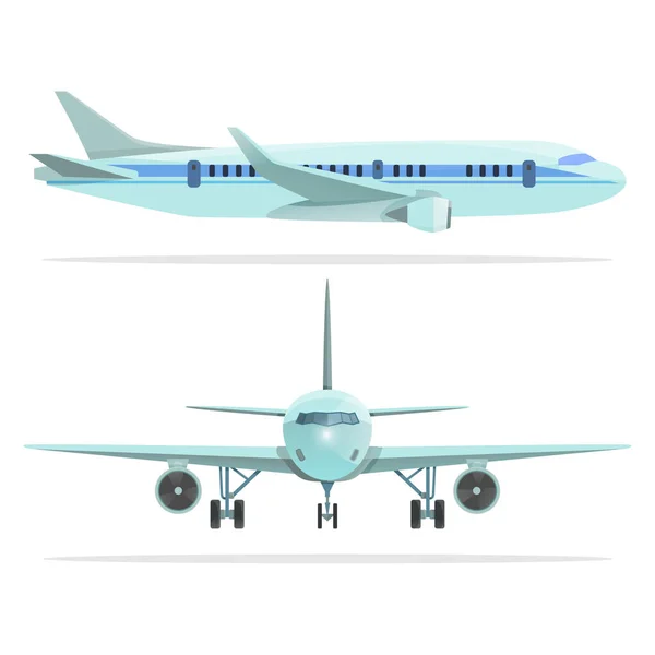 Duże Odrzutowiec Komercyjny Samolot Samolot Profilu Widoku Przodu Samolot Białym — Wektor stockowy