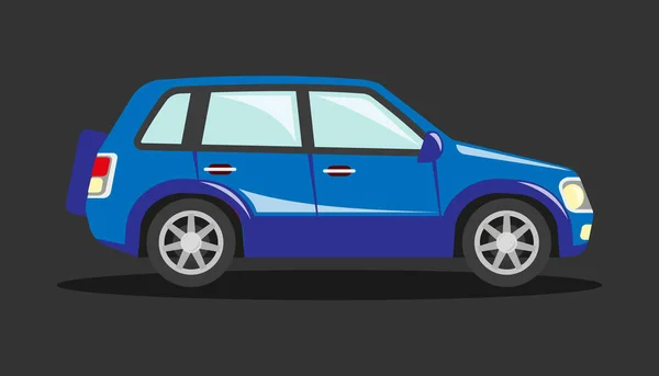 Blaues Sport Utility Car Cartoon Stil Illustration Isoliertes Vierrädriges Fahrzeug — Stockvektor