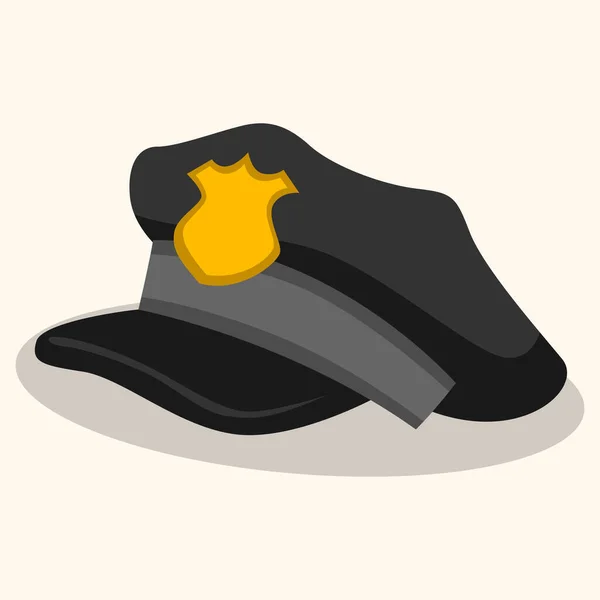 Cappello Piatto Polizia Servizio Icona Raster Illustrazione — Vettoriale Stock
