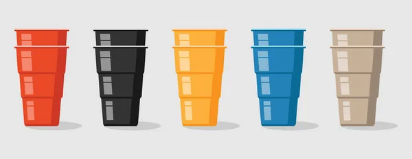Set Disposable Plastic Cups Different Colors — Stock Vector