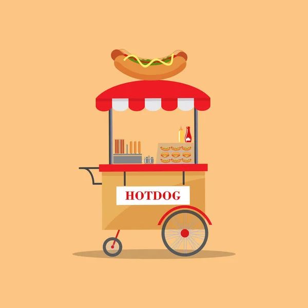 Hot Dog Street Cart Vektor — Stockový vektor