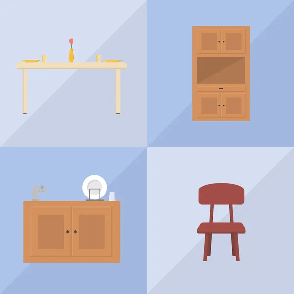 Комплект Кухонной Мебели Вектор — стоковый вектор