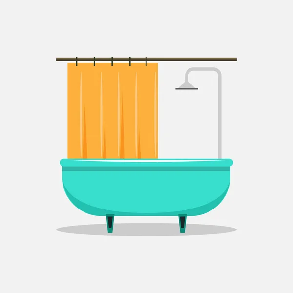 Banyo boş çizim, düz çizgi film banyosu ve duş, küvet klibi görüntüsü.