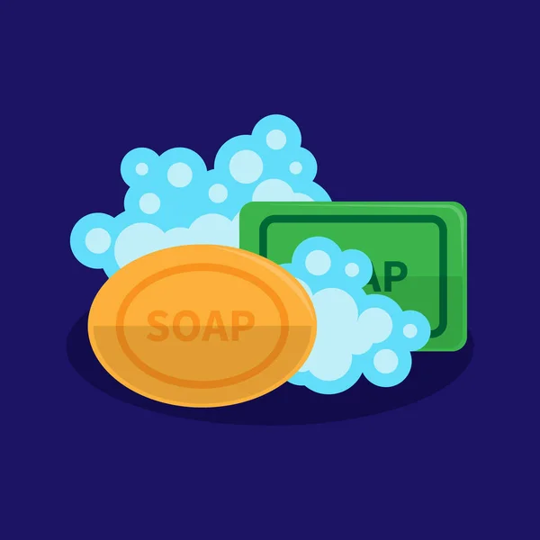 Sabun köpüklü sabun, düz bir şekilde vektör çizimi