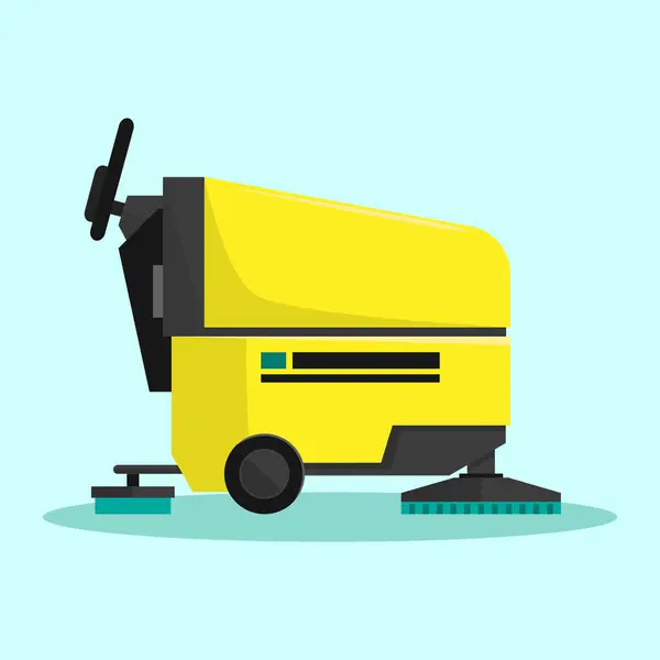 Floor Washing Machine Floor Scrubber Flat Cartoon Vector Illustration Isolated — Stok Vektör