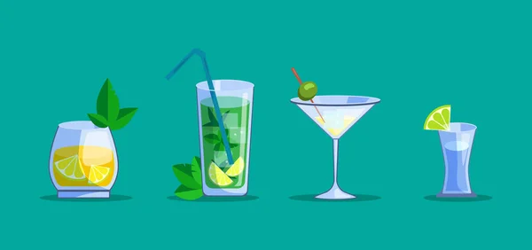 Αλκοόλ Ποτά Και Κοκτέιλ Στυλ Επίπεδη Σχεδίαση Εικονίδιο — Διανυσματικό Αρχείο