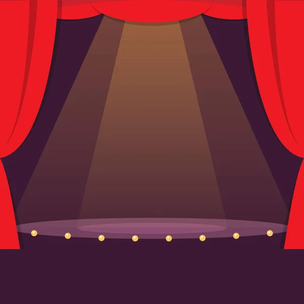 Bühnenvorhang Für Vorlage Mit Scheinwerfer Showtime Mit Klassischem Roten Vorhang — Stockvektor