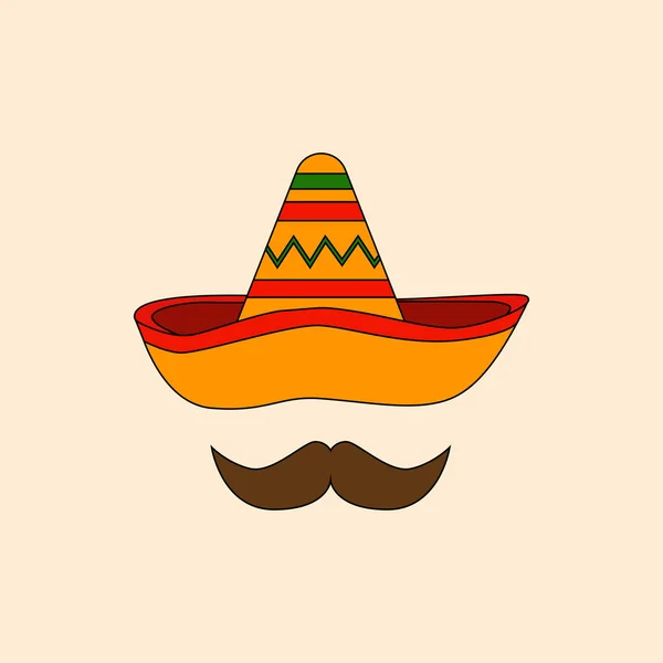  Düz Meksika şapka vektör simgesi.