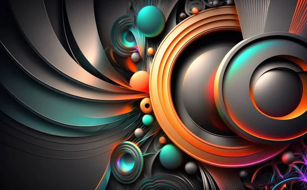 Abstract and colorful technology background with circles and circuit