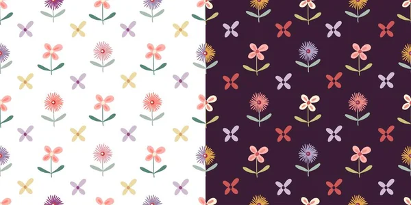 Floral Seamless Patterns Set Colorful Flowers Decorative Backgrounds Royalty Free Stock Illustrations