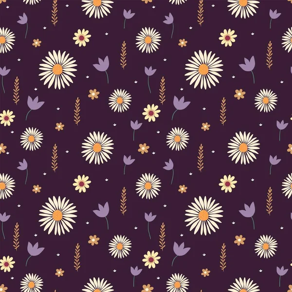 Abstract Seamless Pattern Flowers Doodle Shapes Modern Design Vector Stock Illustration