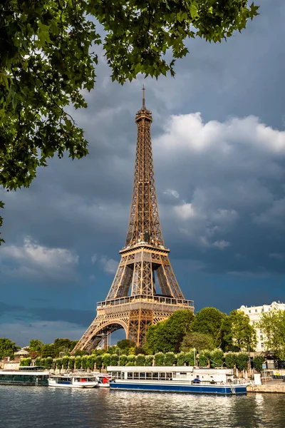 Famous Eiffel Tower Tour Eiffel River Seine Capital France Paris — стокове фото