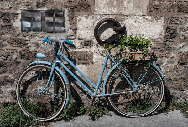 Vieja Bicicleta Oxidada Estacionada Orillas Del Río Sena París Francia —  Fotos de Stock